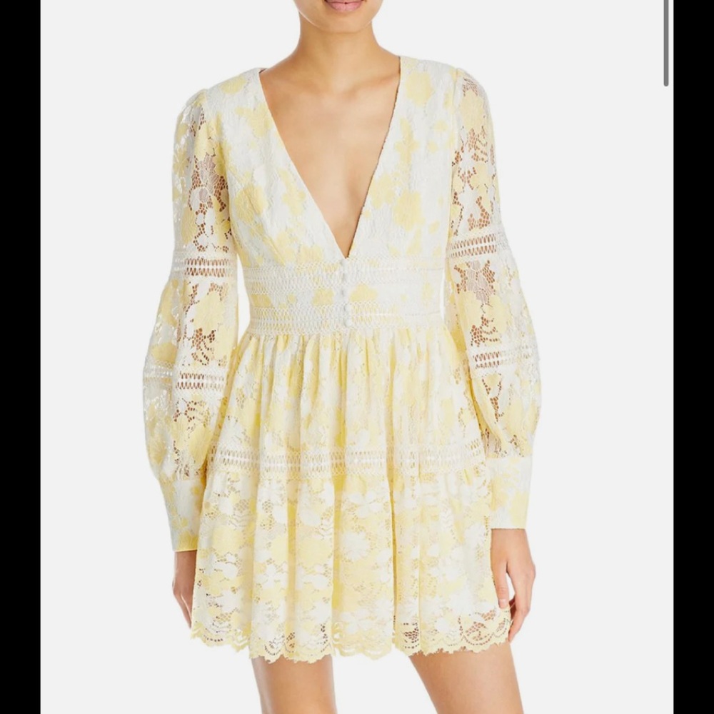 Womens Lace Long Sleeves Mini Dress